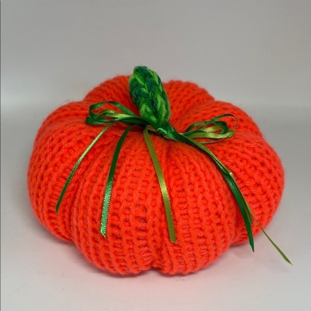 Handmade Orange Knit Pumpkin Decor